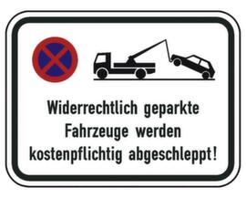 Parkeerbord SafetyMarking® verboden te stoppen/"Illegaal geparkeerde voertuigen..."