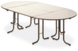 Combineerbare halfronde klaptafel, Ø 1400 mm, plaat lichtgrijs