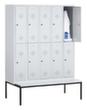 C+P Dubbeldekse locker Classic met zitbank + 5x2 vakken, vakbreedte 300 mm