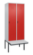 C+P Locker met zitbank Classic Plus voor scheiding van kleding, vakbreedte 400 mm