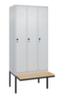 C+P Locker met zitbank Classic Plus voor scheiding van kleding, vakbreedte 300 mm