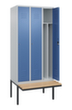 C+P Locker met zitbank Classic Plus voor scheiding van kleding, vakbreedte 300 mm  S