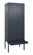 C+P Locker met zitbank Classic Plus voor scheiding van kleding, vakbreedte 400 mm