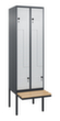 C+P Z-locker Classic Plus met ondergebouwde bank, vakbreedte 300 mm