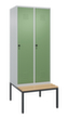 C+P Locker met zitbank Classic Plus voor scheiding van kleding, vakbreedte 400 mm