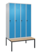 C+P Locker met zitbank Classic Plus voor scheiding van kleding, vakbreedte 300 mm