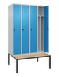 C+P Locker met zitbank Classic Plus voor scheiding van kleding, vakbreedte 300 mm  S