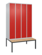 C+P Locker met zitbank Classic Plus voor scheiding van kleding, vakbreedte 300 mm