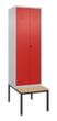 C+P Locker met zitbank Classic Plus voor scheiding van kleding, vakbreedte 300 mm