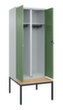 C+P Locker met zitbank Classic Plus voor scheiding van kleding, vakbreedte 400 mm  S