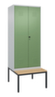 C+P Locker met zitbank Classic Plus voor scheiding van kleding, vakbreedte 400 mm