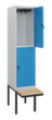 C+P dubbeldekse locker Classic Plus met bank, vakbreedte 400 mm  S