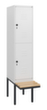 C+P dubbeldekse locker Classic Plus met bank, vakbreedte 400 mm