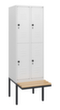 C+P dubbeldekse locker Classic Plus met bank, vakbreedte 300 mm