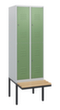 C+P dubbeldekse locker Classic Plus met bank, vakbreedte 300 mm