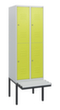 C+P dubbeldekse locker Classic Plus met bank, vakbreedte 300 mm