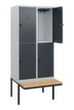 C+P dubbeldekse locker Classic Plus met bank, vakbreedte 400 mm  S