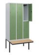 C+P dubbeldekse locker Classic Plus met bank, vakbreedte 300 mm  S