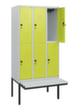 C+P dubbeldekse locker Classic Plus met bank, vakbreedte 300 mm  S