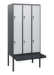 C+P dubbeldekse locker Classic Plus met bank, vakbreedte 300 mm