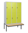 C+P dubbeldekse locker Classic Plus met bank, vakbreedte 400 mm