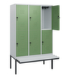 C+P dubbeldekse locker Classic Plus met bank, vakbreedte 400 mm  S