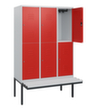 C+P dubbeldekse locker Classic Plus met bank, vakbreedte 400 mm  S