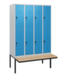 C+P dubbeldekse locker Classic Plus met bank, vakbreedte 300 mm