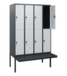 C+P dubbeldekse locker Classic Plus met bank, vakbreedte 300 mm  S