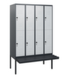 C+P dubbeldekse locker Classic Plus met bank, vakbreedte 300 mm