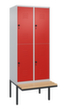 C+P dubbeldekse locker Classic Plus met bank, vakbreedte 400 mm