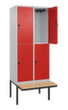 C+P dubbeldekse locker Classic Plus met bank, vakbreedte 400 mm  S