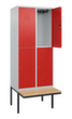 C+P dubbeldekse locker Classic Plus met bank, vakbreedte 400 mm  S