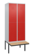 C+P dubbeldekse locker Classic Plus met bank, vakbreedte 400 mm