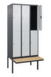 C+P dubbeldekse locker Classic Plus met bank, vakbreedte 300 mm  S