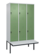 C+P dubbeldekse locker Classic Plus met bank, vakbreedte 400 mm