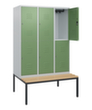 C+P dubbeldekse locker Classic Plus met bank, vakbreedte 400 mm  S