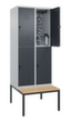 C+P dubbeldekse locker Classic Plus met bank, vakbreedte 400 mm  S