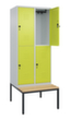 C+P dubbeldekse locker Classic Plus met bank, vakbreedte 400 mm  S