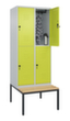 C+P dubbeldekse locker Classic Plus met bank, vakbreedte 400 mm  S