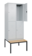 C+P dubbeldekse locker Classic Plus met bank, vakbreedte 400 mm  S