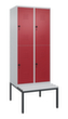 C+P dubbeldekse locker Classic Plus met bank, vakbreedte 400 mm