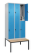 C+P dubbeldekse locker Classic Plus met bank, vakbreedte 300 mm  S