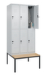 C+P dubbeldekse locker Classic Plus met bank, vakbreedte 300 mm  S