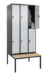 C+P dubbeldekse locker Classic Plus met bank, vakbreedte 300 mm  S