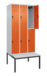 C+P dubbeldekse locker Classic Plus met bank, vakbreedte 300 mm  S