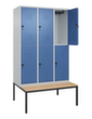 C+P dubbeldekse locker Classic Plus met bank, vakbreedte 400 mm  S