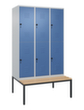 C+P dubbeldekse locker Classic Plus met bank, vakbreedte 400 mm