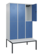 C+P dubbeldekse locker Classic Plus met bank, vakbreedte 400 mm  S