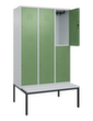 C+P dubbeldekse locker Classic Plus met bank, vakbreedte 400 mm  S